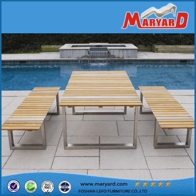 Aluminum Alloy Dining Table Outdoor Courtyard Modern Dining Chair Furniture Garden Outdoor Furniture Chair Poly Wood Table