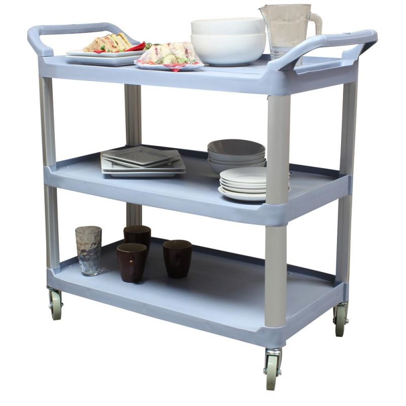 Multifunctional Hotel Kitchen Plastic Serving Cart Trolley Durable Plastic Trolley with Wheels