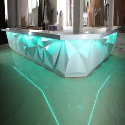 LED Bar Furniture Corian Light Restaurant Counter Cafeteria Marble Restaurant Service Counter