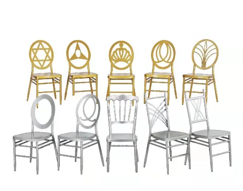 Comfortable Table Chair for Wedding Event Banquet Stackable Hotel Gold Metal Phoenix Dining Chair