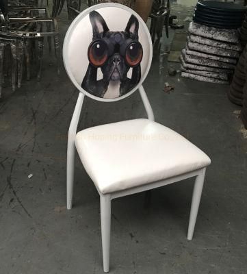 British Style Chair Custom Print Animal Pattern Picture Decorations Back Banquet Metal Chair New Event Furniture Coffee Table Chair