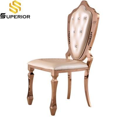 Wholesales Dining Furniture Luxury Wedding Rent Heavy Gold Steel Chair