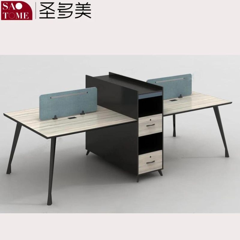 Office Furniture Two-Person Desk with Support Cabinet