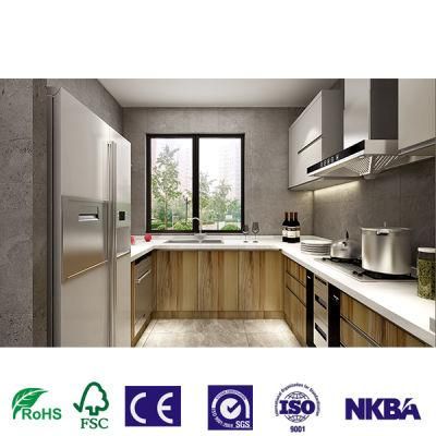 Made in China Modern Design White Color and Wood Stained Kitchen Cabinets