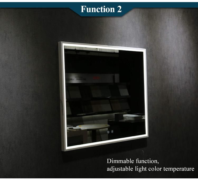 Solid Surfae Stone Frame Bathroom High Brightness Round Mirror