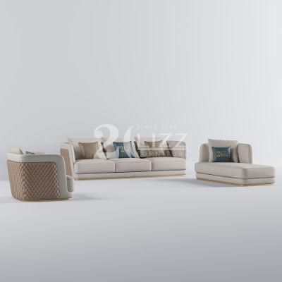 High Quality Amercian Style Modern Luxury Italian Geniue Leather Floor Sofa for Living Room Decoration