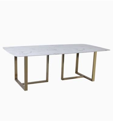 Modern Style Table Home Dining Room Furniture Glass Imitation Marble Top Dining Table