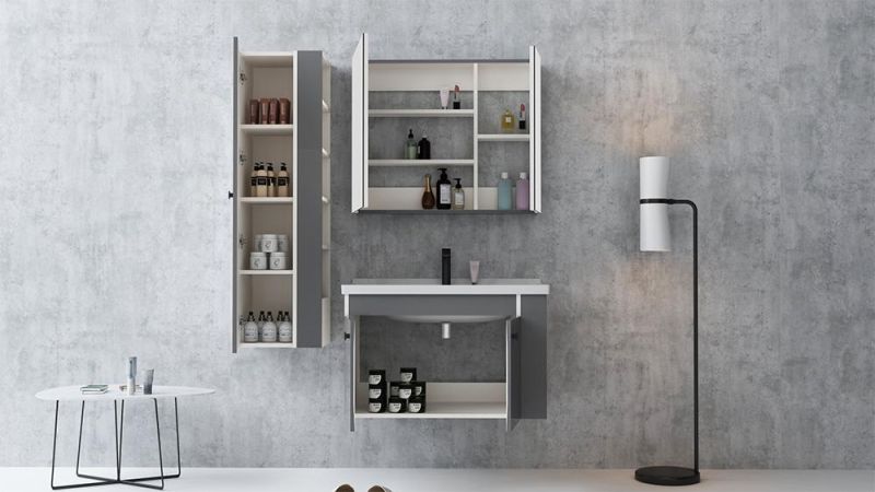 Spanish Basin Grey Bathroom Vanity Cabinets Wall Solid Oak