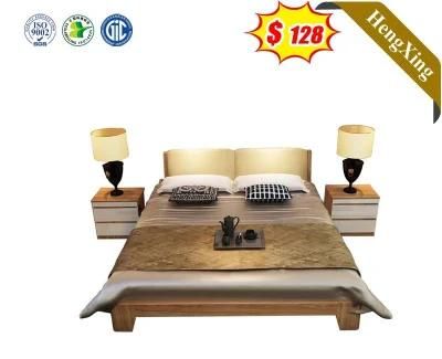 Modern Home Bedroom Sets Furniture Wood Leg Double King Size Low Bed