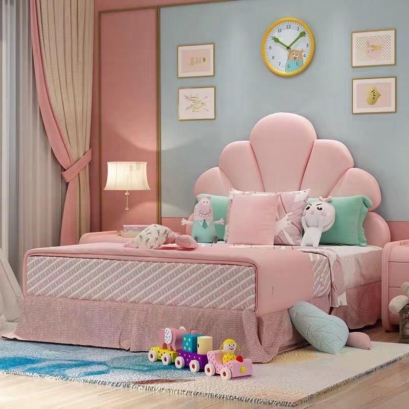 Modern Fashion Bedroom Furniture Children Beds Fabric Upholstered Single Bed for Kids