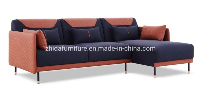 Modern Design L Shape Metal Legs Fabric Living Room Sofa