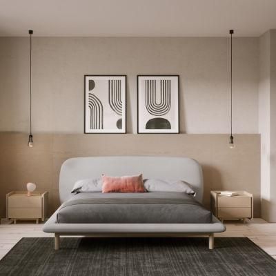 Sunlink Modern Home Nordic Hotel Furniture Ash Solid Wood Soft Headboard King Size Bed
