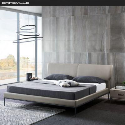 Manufacture Luxury Bedroom Furniture Double Beds with Italian Leather Gc1729