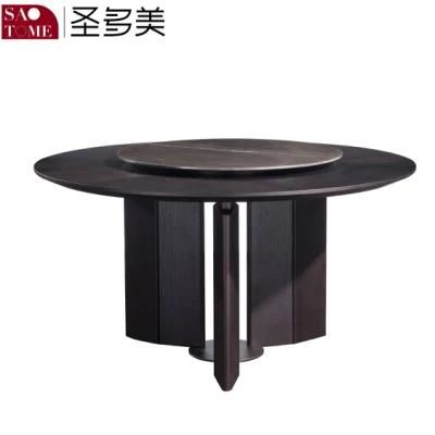 Deluxe Marble Paint Hardware Brown Pearl Dining Table Without Turntable