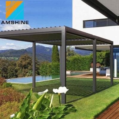 Motorized Aluminum Frame Modern Furniture Pergola Adjustable Louver Roof Canopy Outdoor Waterproof Customized Garden Gazebo
