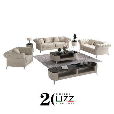 Italian Style Home Furniture Modern Leisure Living Room Fabric Chesterfield Sofa