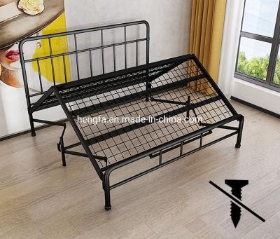 Modern Portable Multifunctional Metal Folding Adjustable Iron Base Bedroom Bed