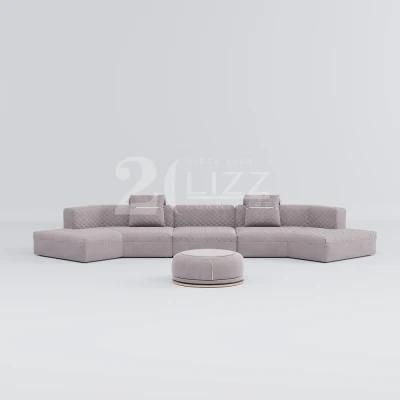 Direct Sale European New Design Round Shape Home Furniture Modern Living Room Wood Frame Fabric Sofa