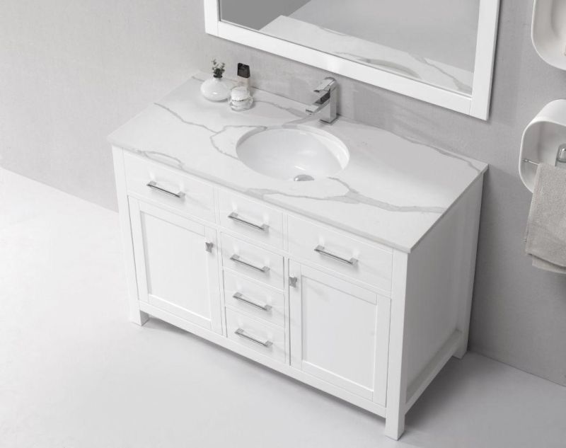 Solid Surface Floor Mounted Bathroom Washing Basin Cabinet