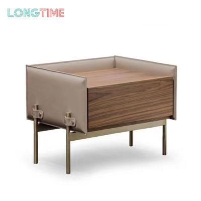 Luxury Home Hotel Bedroom Furniture Nightstands Bedside Table with Artificial Leather