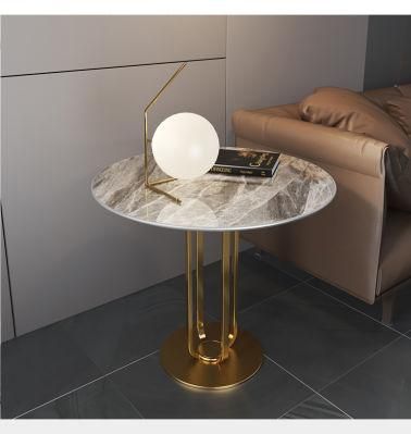 Cheap Price High Quality Coffee Round Marble Dining Tea Table with Steel Legs
