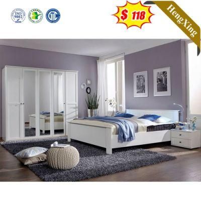 New White Color Simple Modern Style Hotel Furniture Bedroom Beds with Wardrobe