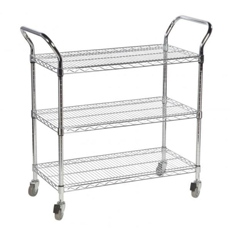 Hotel Restaurant Kitchen 3 Tiers Nickel Chrome Wire Service Trolley