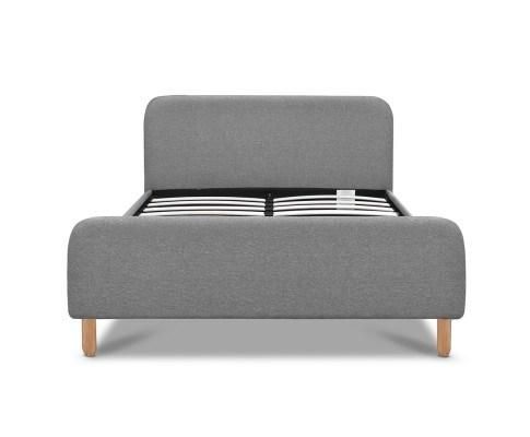 Nova Modern Hotel Furniture Fabric Bedroom Beds Grey Upholstered Bed with Wooden Foot
