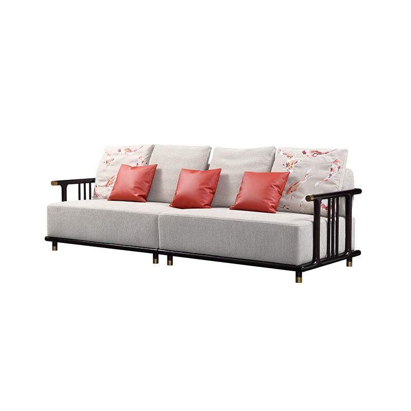 Lobby Living Room High End Wooden Furniture Chinese Modern Design Fabric Sofa Set
