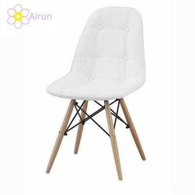 High Quality Dining Room Furniture Luxury Leisure Chair PU Cushion Backrest Wooden Leg Dining Chair