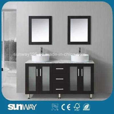 America Style Modern Solid Wooden Bathroom Furniture with Sink