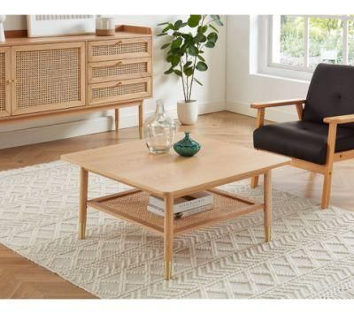 Nova Modern Rattan Living Room Furniture Square Modular Coffee Table with Metal Foot