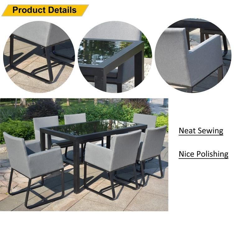 Chinese Leisure Garden Home Patio Bar Restaurant Sets Aluminum Arm Chair Dining Furniture with Cushion