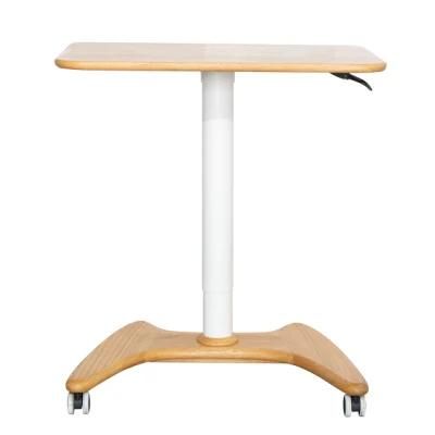 Laptop Desk Pneumatic Sit to Stand Table Height Adjustable Rolling Cart with Lockable Wheels