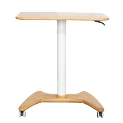 Laptop Desk Pneumatic Sit to Stand Table Height Adjustable Rolling Cart with Lockable Wheels