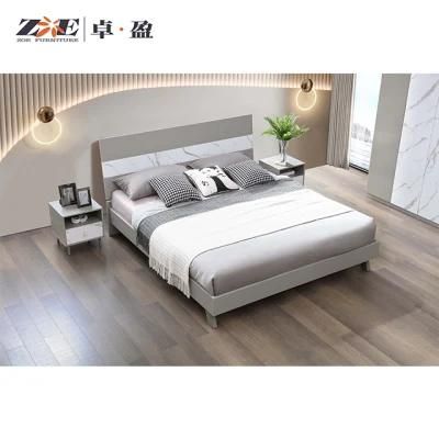 Modern Elegant Design Wooden Bedroom Furniture King Beds with Night Stands