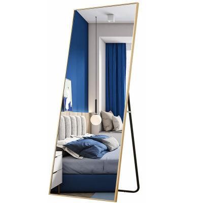 Wide Full Length Easel Brass Rectangular Mirror for Cloakroom