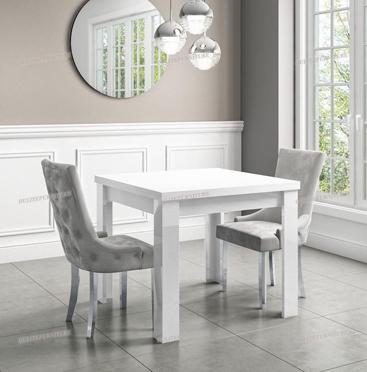 Light Grey Velvet Chrome Frame Dining Chair for Table