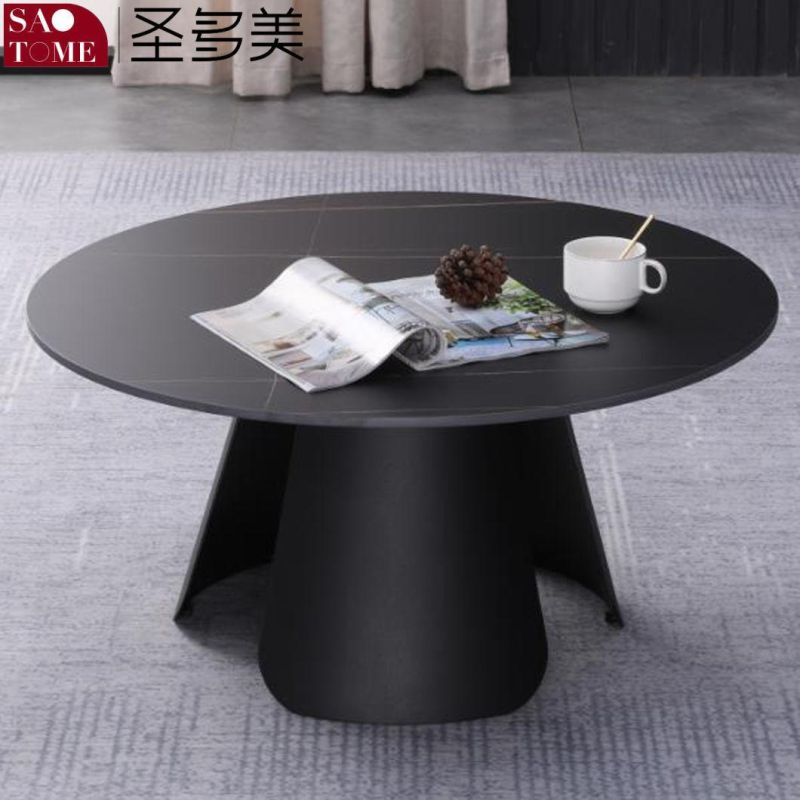 Modern Living Room Furniture Slate/Stainless Steel Round Coffee Table