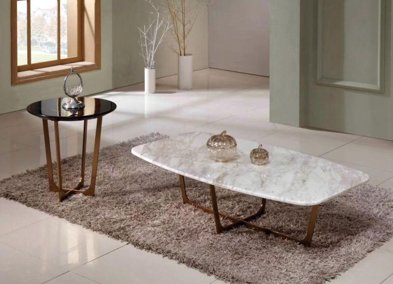 Round Tempered Glass Coffee Table with Gold Stainless Steel Frame