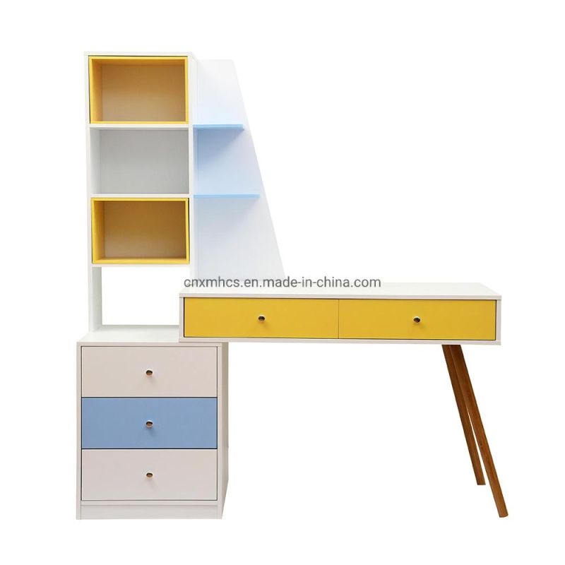 Customized Wooden Desk Bookcase Kids Table Computer Desk Bookcase Home Study Table for Storage Shelf