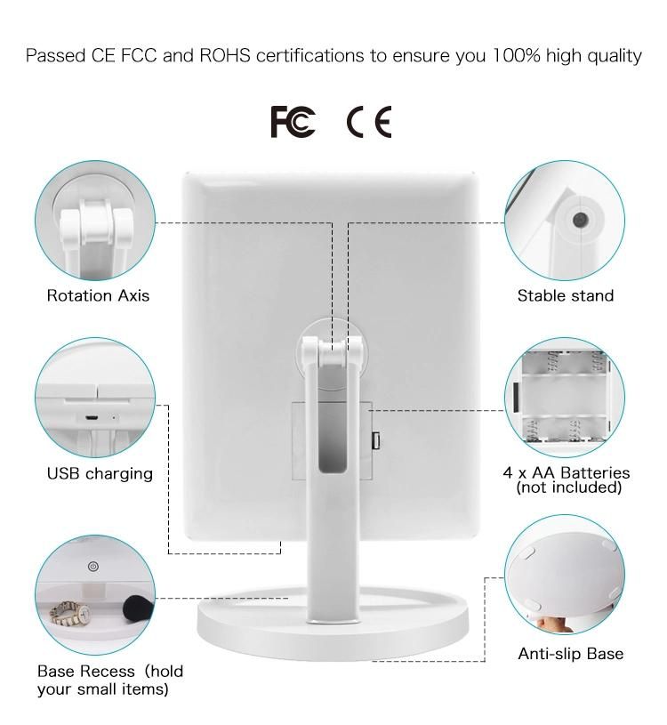 Countertop 3 Way Cosmetic Makeup Vanity Trifold LED Mirror