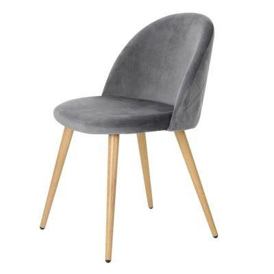 Wholesale Upholstered Dining Room Chair Modern Luxury Furniture Button Tufted Fabric Velvet Stainless Steel Dining Chair