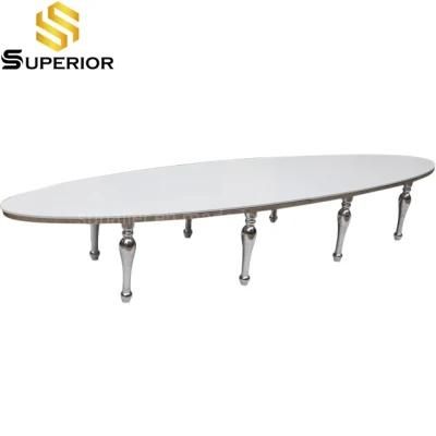 Hot Sale High End Oval Shaped Golden Table Wedding Furniture