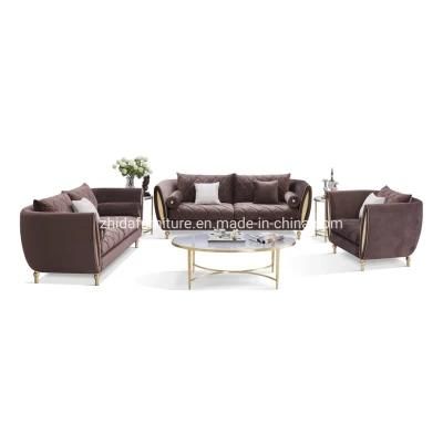 Comtemporary Luxury Home Living Room Red Metal Base Fabric Furniture Sofa Set