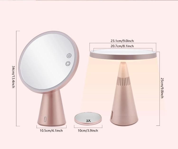 New Items Table Lamp Bluetooth Speaker LED Make up Mirror with Touch Sensor