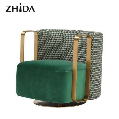 Zhida Italian Design Luxury Style Home Furniture Modern Single Sofa Chair Living Room Swivel Leisure Accent Chair