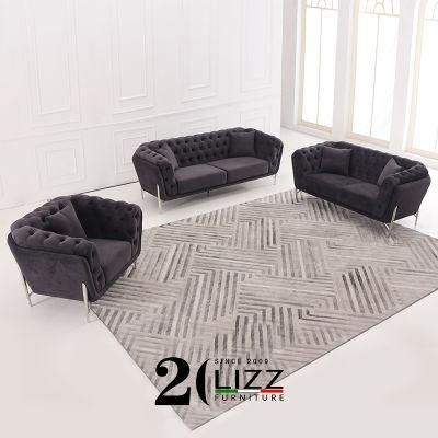 European Modern Living Room Furniture Velvet/Linen Fabric Leisure Sofa Set