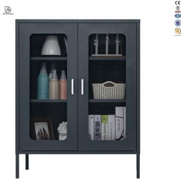 Modern Furniture Black Grid Steel Storage Cabinet for Living Room