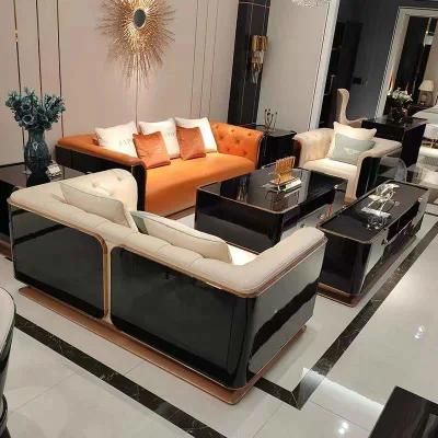 High End Big Size Modern Luxury Italian Home Furniture 3+2+1 Sofa Set Furniture Living Room Customized Genuine Leather Sofa